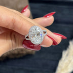 Oval Cut Lab Diamond Engagement Ring, Big Oval Cut Halo Wedding Ring, IGI Certified, Halo Split Shank Ring, White Gold Proposal Ring