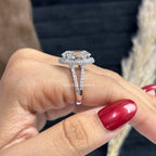 Oval Cut Lab Diamond Engagement Ring, Big Oval Cut Halo Wedding Ring, IGI Certified, Halo Split Shank Ring, White Gold Proposal Ring