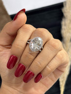 Oval Lab Diamond Halo Engagement Ring, Split Shank Pave Solitaire Ring, IGI Certified.