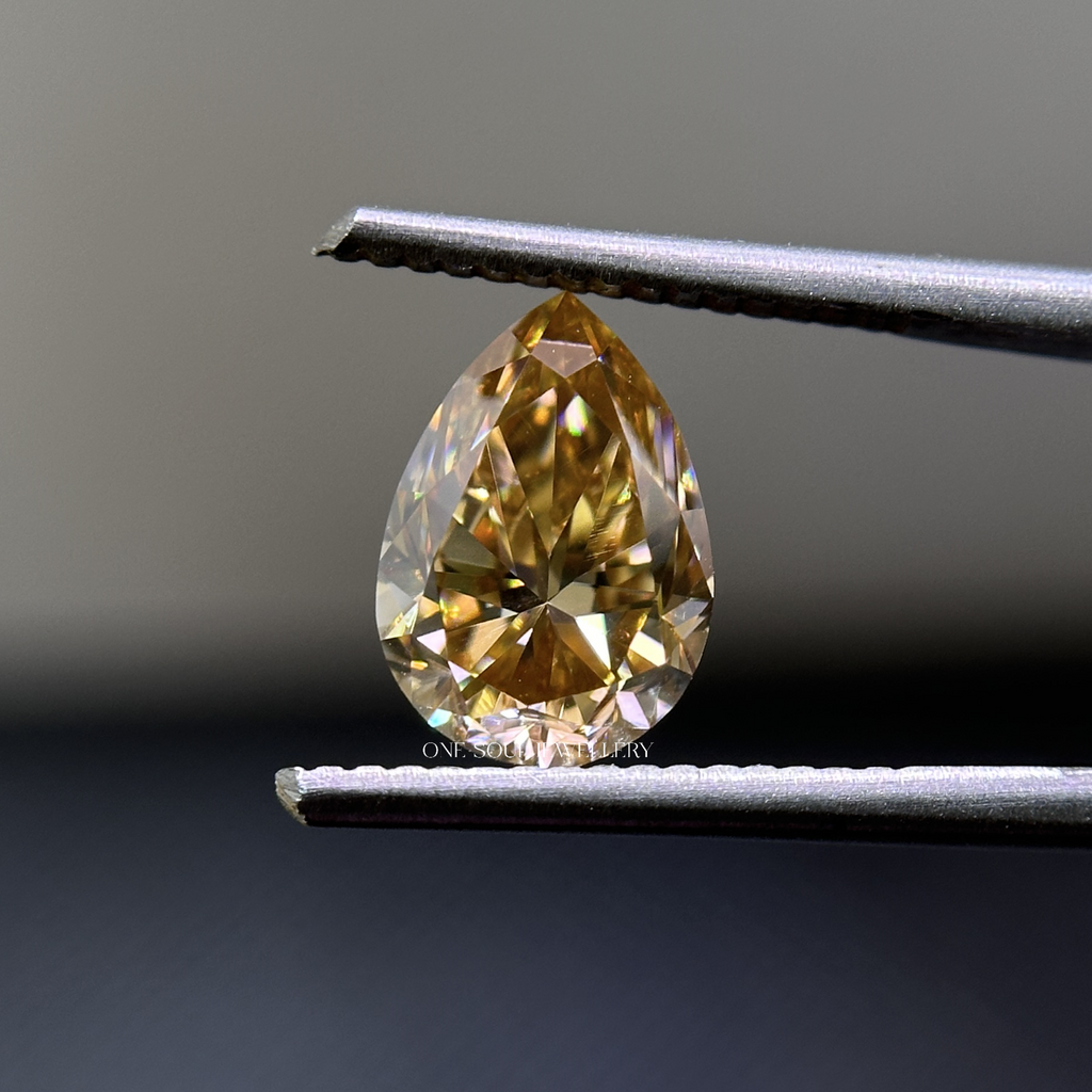 Champagne Pear Loose Moissanite, Brilliant Cut Pear Moissanite, Champagne Diamond for Jewelry Making, Pendant, Earrings, Anniversary Gifts