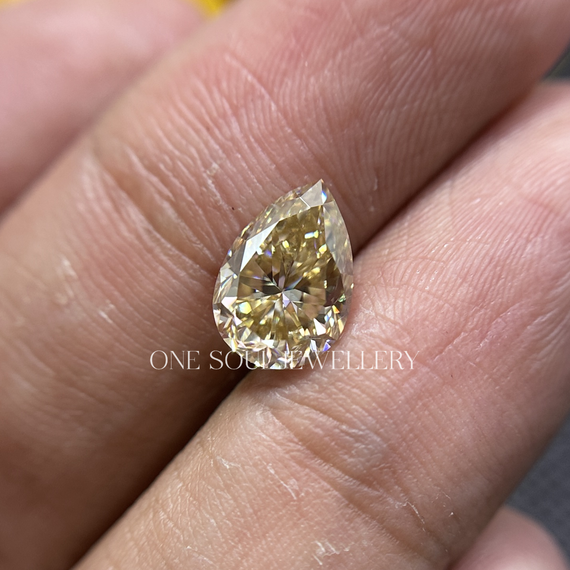 Light Yellow Pear Loose Moissanite, Brilliant Cut Yellow Pear Stone, Loose Gem for Engagement Ring, Fancy Moissanite for Anniversary Gifts