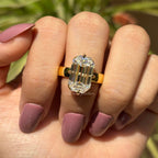 Old Mine Emerald Cut Moissanite Engagement Ring, 6.50 CT Krupp Cut Moissanite Ring, Thick Band Ring, Big Solitaire Celebrity Style Ring