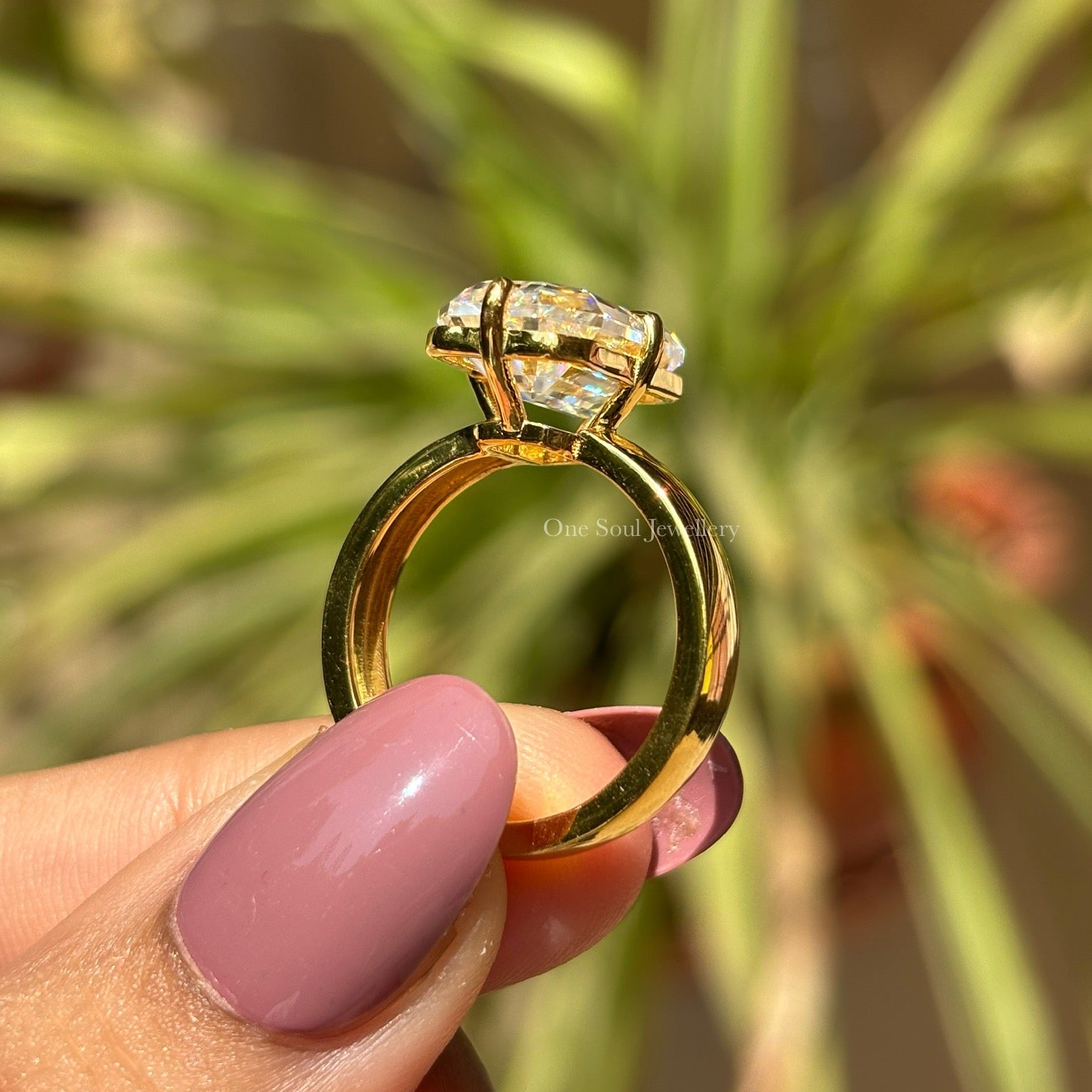 Old Mine Emerald Cut Moissanite Engagement Ring, 6.50 CT Krupp Cut Moissanite Ring, Thick Band Ring, Big Solitaire Celebrity Style Ring