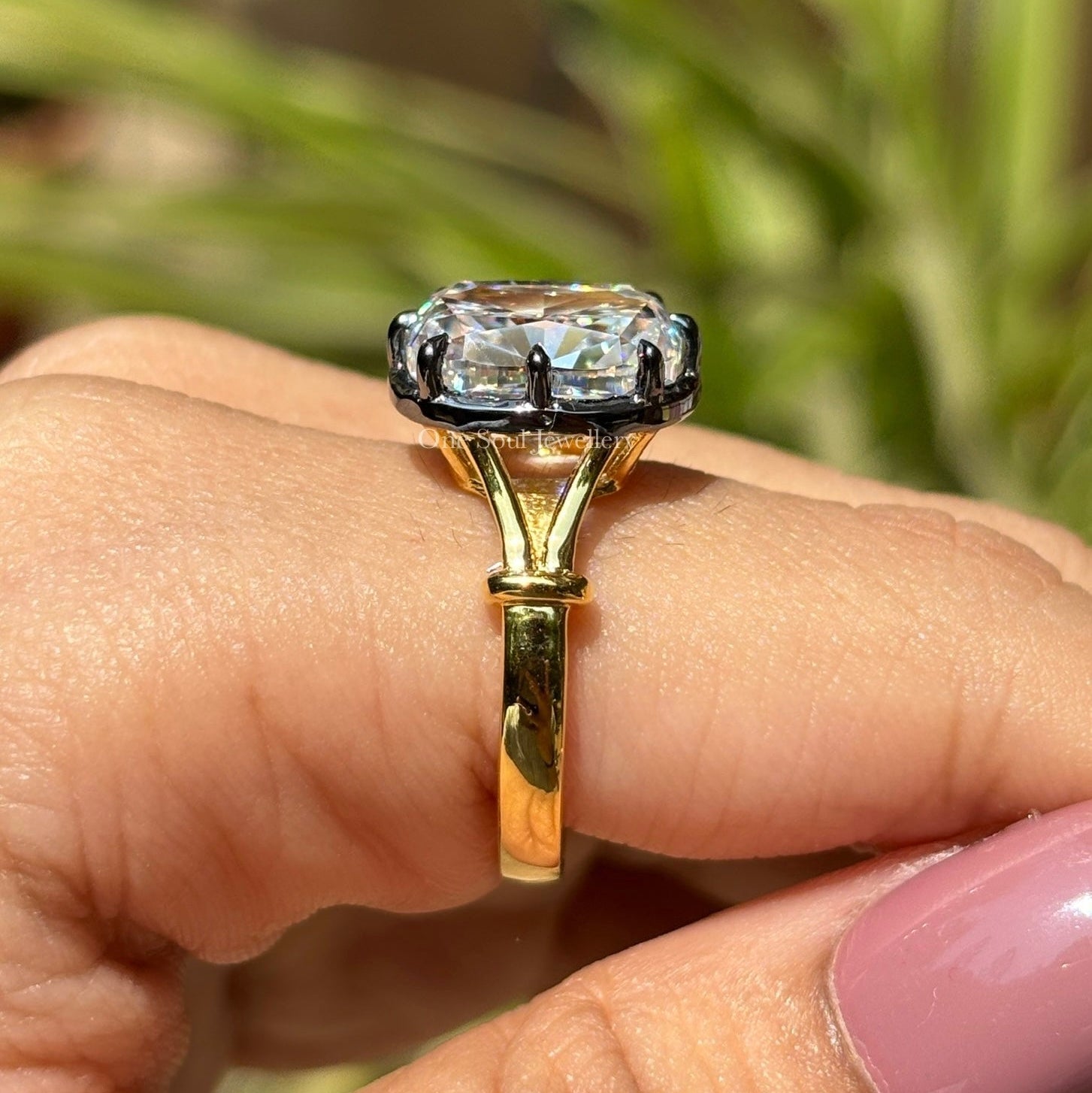 Georgian Cushion Moissanite Engagement Ring, 10K Yellow Gold Victorian Style Wedding Ring, Solitaire Proposal Ring, Bridesmaid Ring