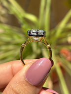 Georgian Cushion Moissanite Engagement Ring, 10K Yellow Gold Victorian Style Wedding Ring, Solitaire Proposal Ring