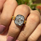 Georgian Antique 6.00 CT Cushion Moissanite Engagement Ring, Victorian Style Solitaire Wedding Ring, 14K Yellow Gold Ring, Art Deco Ring