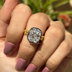 Georgian Cushion Moissanite Engagement Ring, 10K Yellow Gold Victorian Style Wedding Ring, Solitaire Proposal Ring, Bridesmaid Ring
