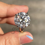 6 carat round brilliant moissanite solitaire engagement ring in 14K white gold with hidden halo and claw prong setting