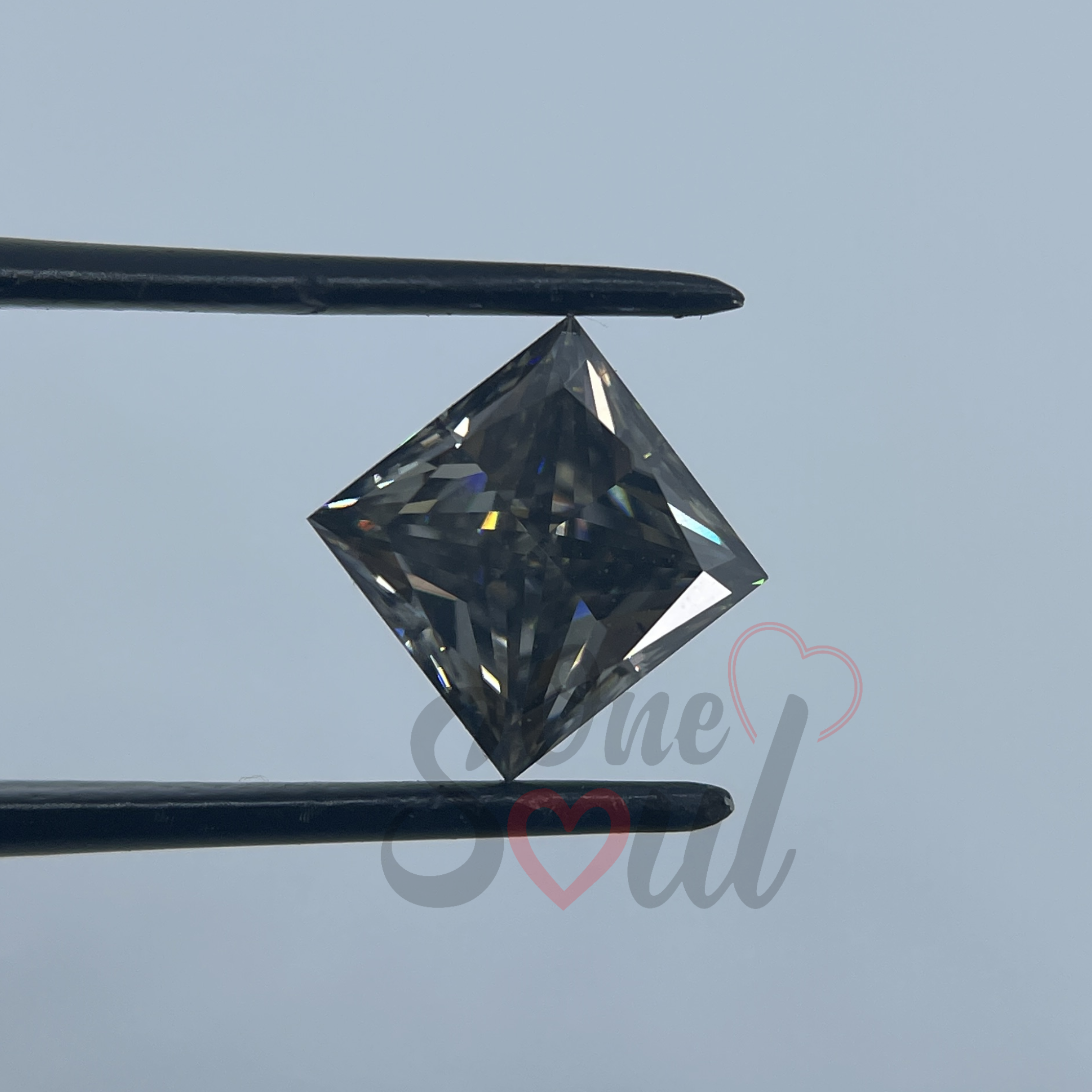Grey Moissanite Princess Cut Jewelry Making Loose Gemstone Fancy Moissanite Loose Stone for Anniversary Ring. Solitaire Moissanite for Mount