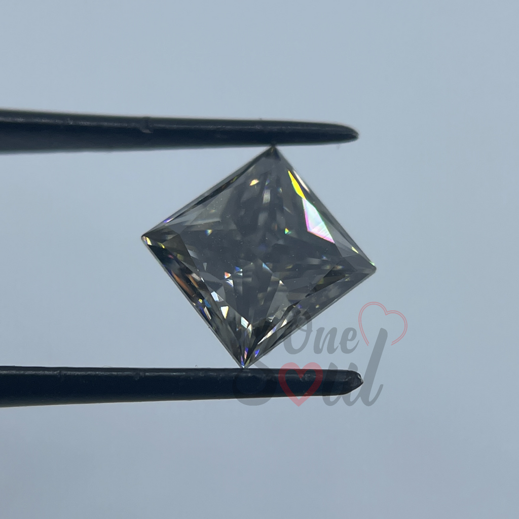 Grey Moissanite Princess Cut Jewelry Making Loose Gemstone Fancy Moissanite Loose Stone for Anniversary Ring. Solitaire Moissanite for Mount