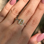 Bezel Set Emerald Moissanite Engagement Ring, 1.25 CT Yellow Emerald Moissanite Ring, Solitaire Wedding Ring, Proposal Ring Anniversary Gift