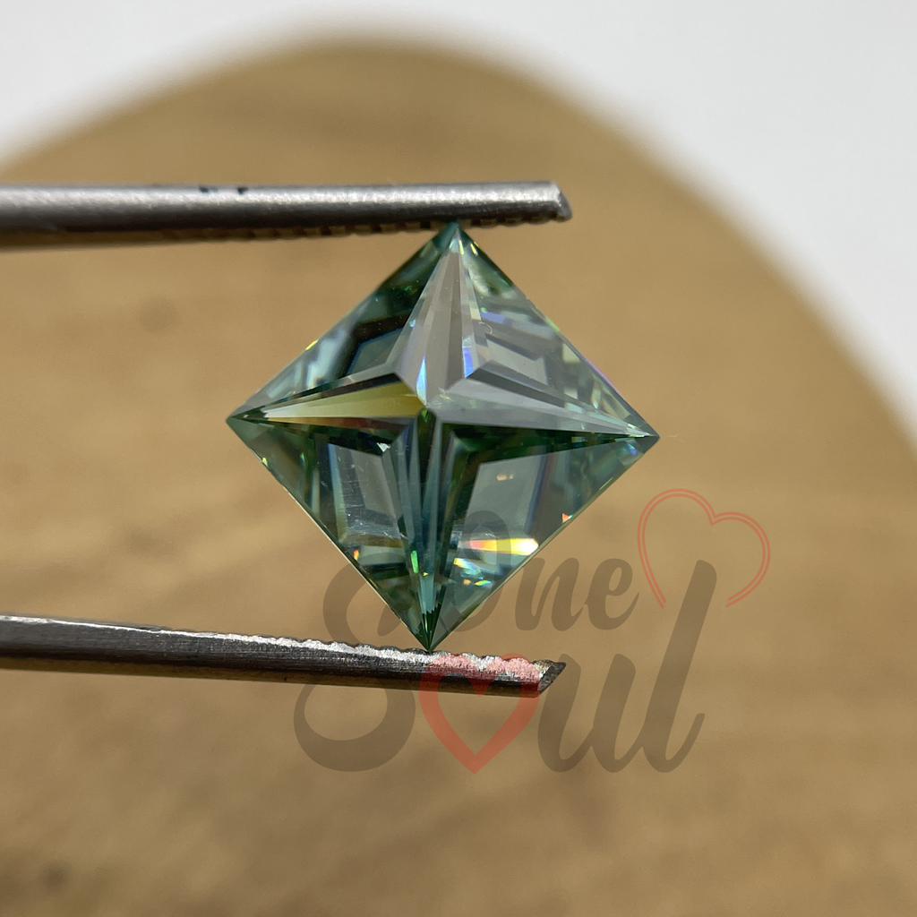 Princess Cut Vivid Green Loose Moissanite, Fancy Colored Green Moissanite Gemstone, Moissanite for Custom Jewelry, Fancy Loose Diamond