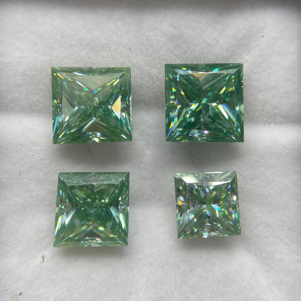 Loose Moissanite Princess Cut for Jewelry. Green Loose Moissanite. 1CT to 5CT Unique Moissanite. Customize Fancy Jewelry Moissanite for Gift