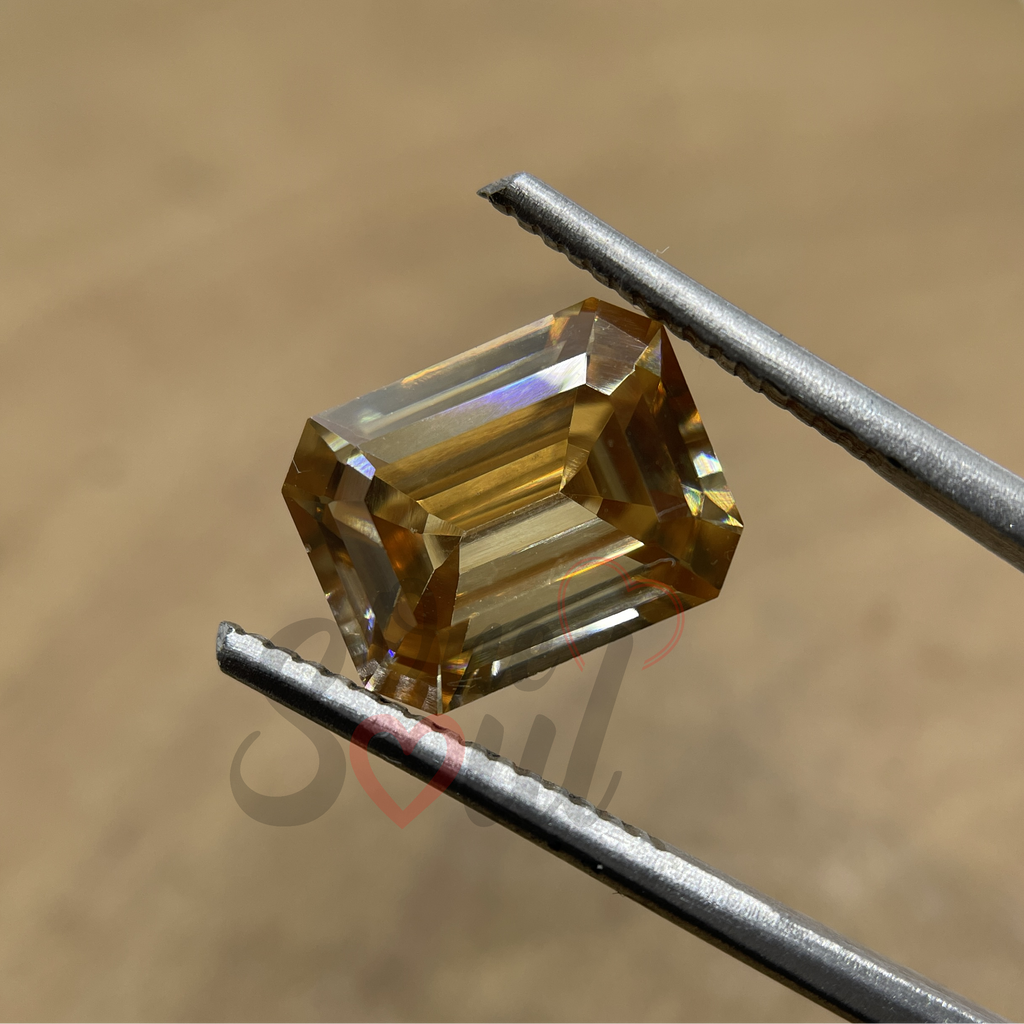 1.00Ct to 5.00Ct Emerald Cut Champagne Moissanite, Antique Cut Moissanite, Fancy Moissanite, Champagne Moissanite for Jewelry Making