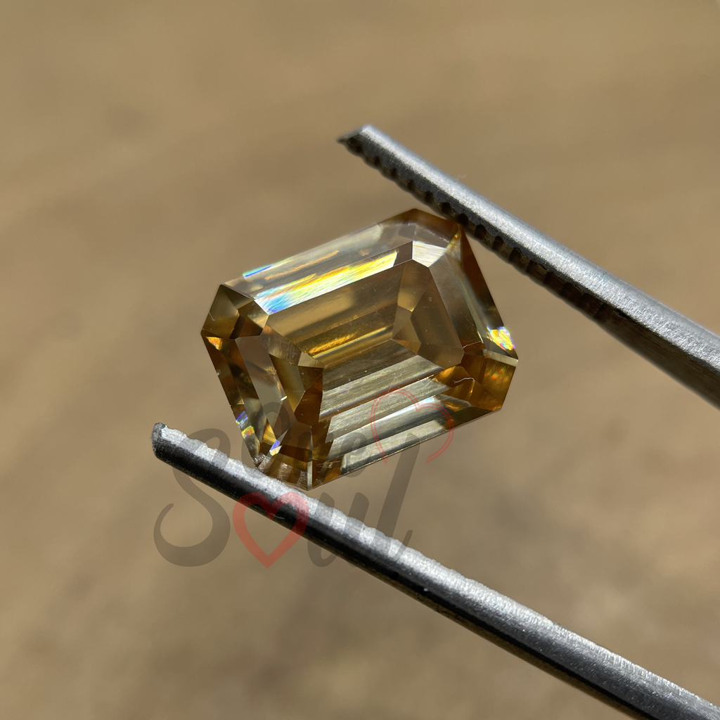1.00Ct to 5.00Ct Emerald Cut Champagne Moissanite, Antique Cut Moissanite, Fancy Moissanite, Champagne Moissanite for Jewelry Making