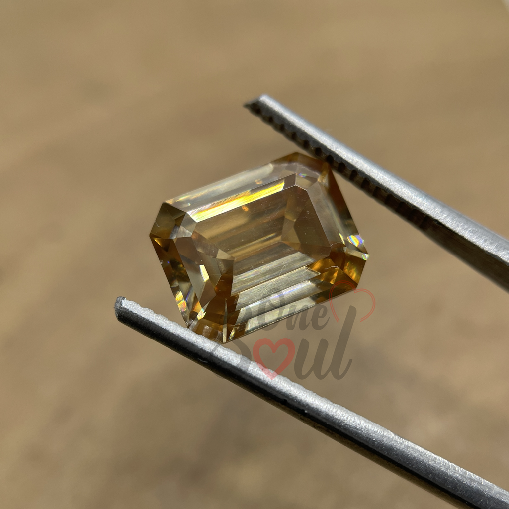 1.00Ct to 5.00Ct Emerald Cut Champagne Moissanite, Antique Cut Moissanite, Fancy Moissanite, Champagne Moissanite for Jewelry Making