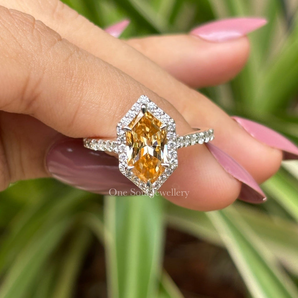 2.00 CT Dutch Marquise Champagne Moissanite Engagement Ring, Halo Wedding Ring, Cathedral Set with Pave Band Ring, Anniversary Gifts