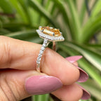 2.00 CT Dutch Marquise Champagne Moissanite Engagement Ring, Halo Wedding Ring, Cathedral Set with Pave Band Ring, Anniversary Gifts