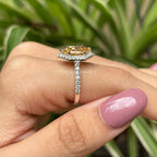 2.00 CT Dutch Marquise Champagne Moissanite Engagement Ring, Halo Wedding Ring, Cathedral Set with Pave Band Ring, Anniversary Gifts