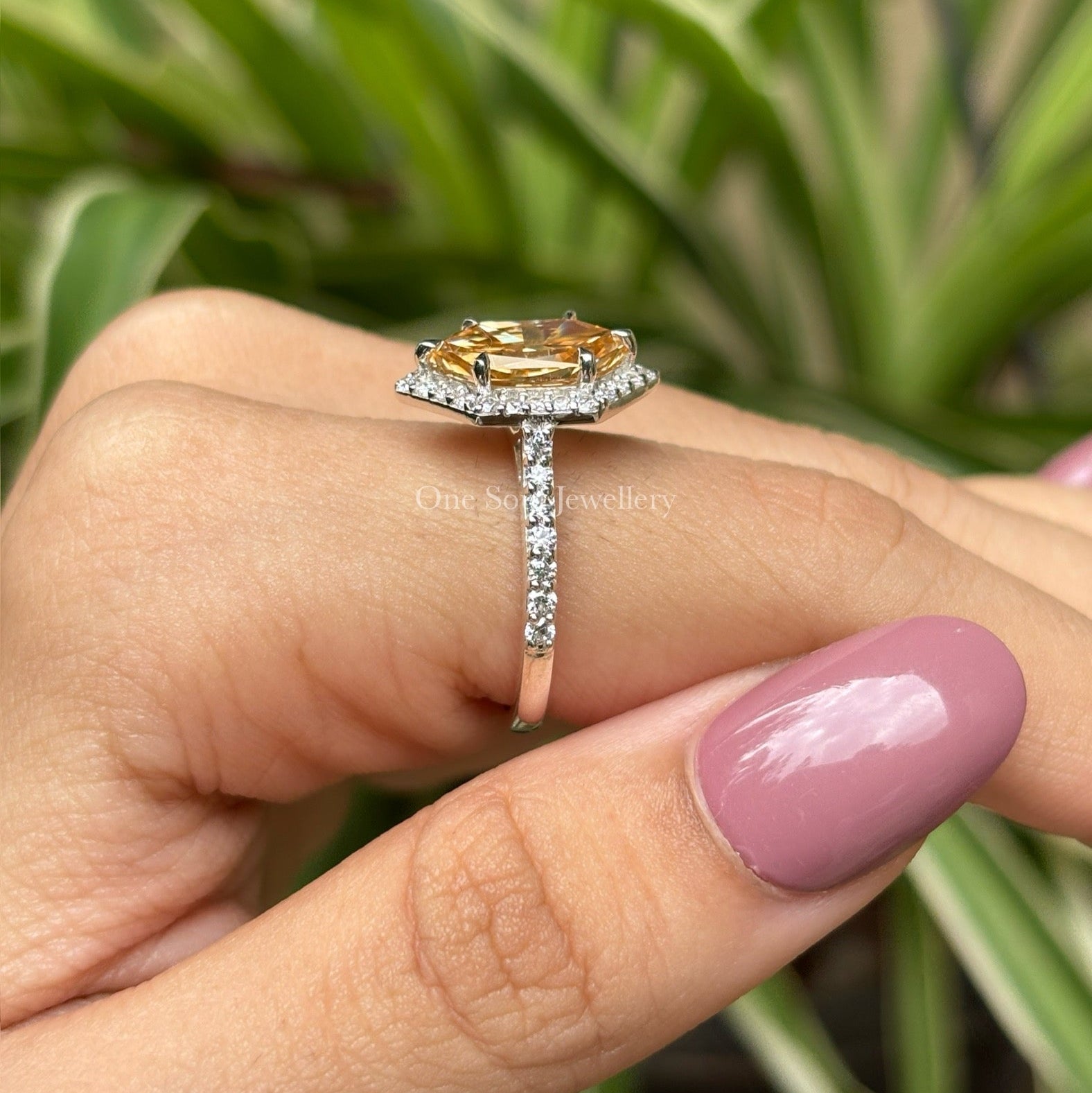 2.00 CT Dutch Marquise Champagne Moissanite Engagement Ring, Halo Wedding Ring, Cathedral Set with Pave Band Ring, Anniversary Gifts