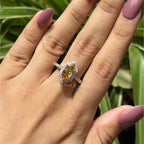 2.00 CT Dutch Marquise Champagne Moissanite Engagement Ring, Halo Wedding Ring, Cathedral Set with Pave Band Ring, Anniversary Gifts