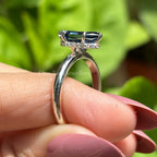 Dutch Marquise Dark Blue Moissanite Engagement Ring, Hidden Halo Solitaire Ring, Vintage Wedding Ring, Anniversary Gift, Promise Ring