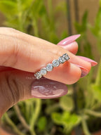 Grey Oval Moissanite Engagement Ring, Bridal Ring Set, Stacking Bubble Band, Full Eternity Band, Wedding Band