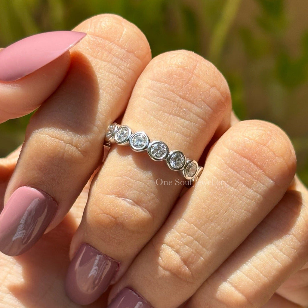 Oval Moissanite Bridal Ring set for Wedding Gifts, Oval Moissanite Engagement Ring, Bubble Band Stacking Band, Eternity Wedding Band for Her