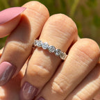 Round Moissanite Bubble Band, 4.00 MM Round Colorless Moissanite Band, Bezel Set Band, Stacking Band