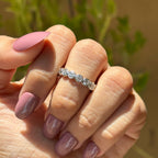 Grey Oval Moissanite Engagement Ring, Bridal Ring Set, Stacking Bubble Band, Full Eternity Band, Wedding Band, Anniversary Gifts Ring
