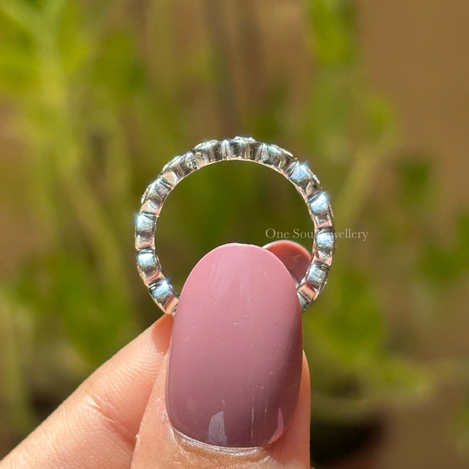 Round Moissanite Bubble Band, 4.00 MM Round Colorless Moissanite Band, Bezel Set Band, Stacking Band