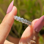 Round Moissanite Bubble Band, 4.00 MM Round Colorless Moissanite Band, Bezel Set Band, Stacking Band