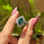 2.00 CT Dutch Marquise Green Moissanite Engagement Ring, Bridal Ring Set, Pave Wedding Set, Stackable Band, Anniversary Gifts Ring