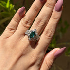 2.00 CT Dutch Marquise Green Moissanite Engagement Ring, Bridal Ring Set, Pave Wedding Set, Stackable Band, Anniversary Gifts Ring