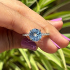 Round Aquamarine Engagement Ring, 4.00 CT Aquamarine Wedding Ring, Solitaire Proposal Ring, White Gold Ring, Celebrity Style Ring