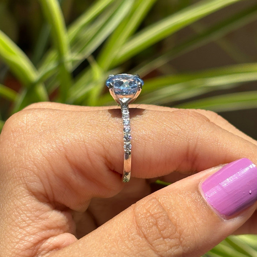 Round Aquamarine Engagement Ring, 4.00 CT Aquamarine Wedding Ring, Solitaire Proposal Ring, White Gold Ring, Celebrity Style Ring