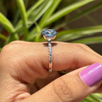 Round Aquamarine Engagement Ring, 4.00 CT Aquamarine Wedding Ring, Solitaire Proposal Ring, White Gold Ring, Celebrity Style Ring
