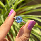 Round Aquamarine Engagement Ring, 4.00 CT Aquamarine Wedding Ring, Solitaire Proposal Ring, White Gold Ring, Celebrity Style Ring
