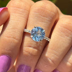 Round Aquamarine Engagement Ring, 4.00 CT Aquamarine Wedding Ring, Solitaire Proposal Ring, White Gold Ring, Celebrity Style Ring
