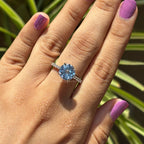 Round Aquamarine Engagement Ring, 4.00 CT Aquamarine Wedding Ring, Solitaire Proposal Ring, White Gold Ring, Celebrity Style Ring