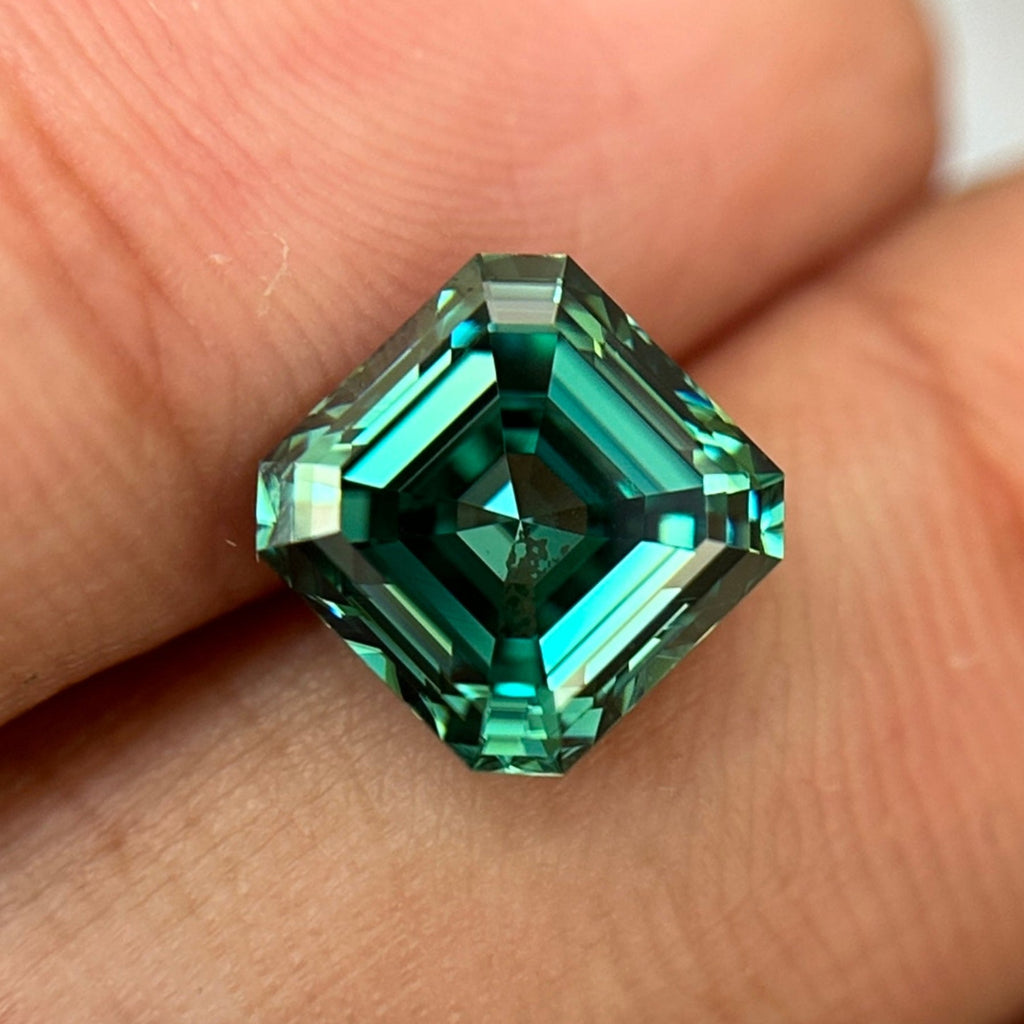 2.78 CT Asscher Cut Dark Green Loose Moissanite Gemstone, Handmade fancy Color Stone for Rings/Earrings/Pendants, Antique Sparkling Stone