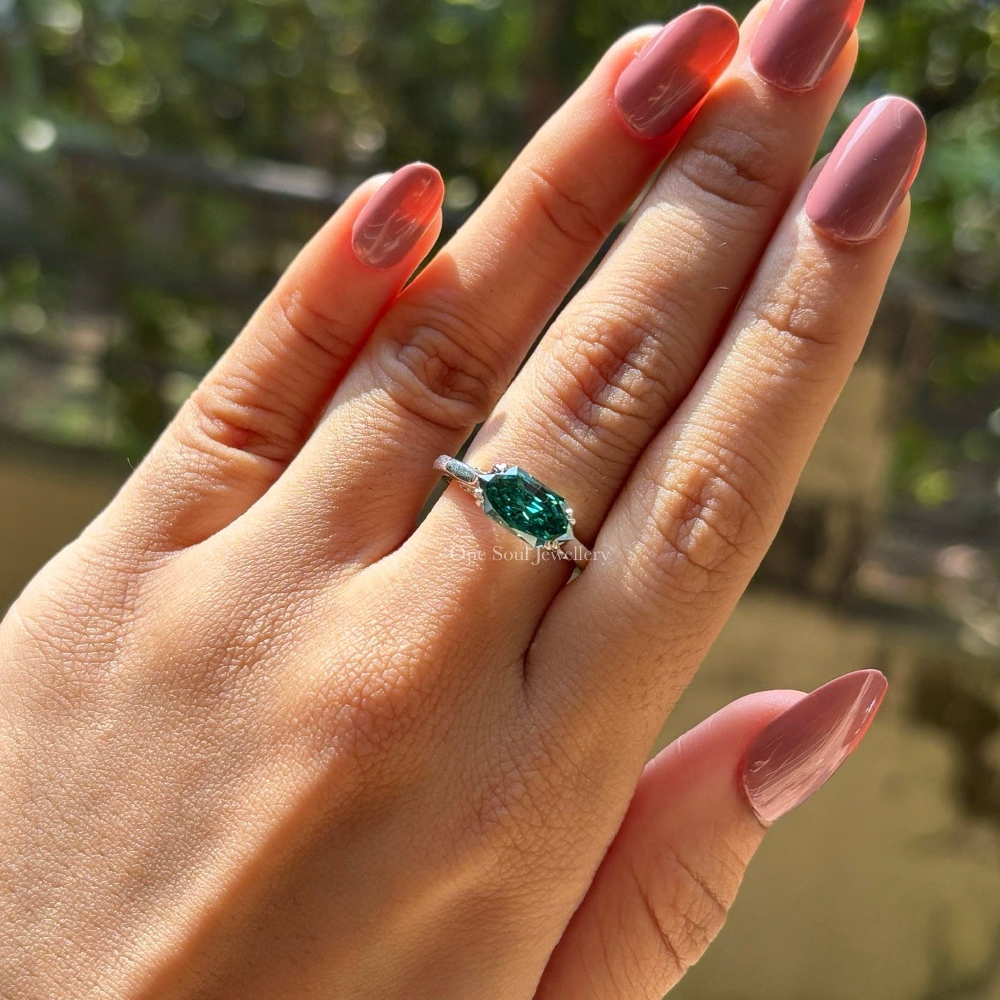 2.00 CT Dutch Marquise Dark Green Moissanite Engagement Ring, East to West Hidden Halo Wedding Ring, Pave Set Bridge, Vintage Marquise Rings
