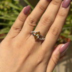 Dutch Marquise Cut 2.00 CT Champagne Moissanite Engagement Ring, Twisted Shank Accent Wedding Ring, Claw Prongs, Rings for Women