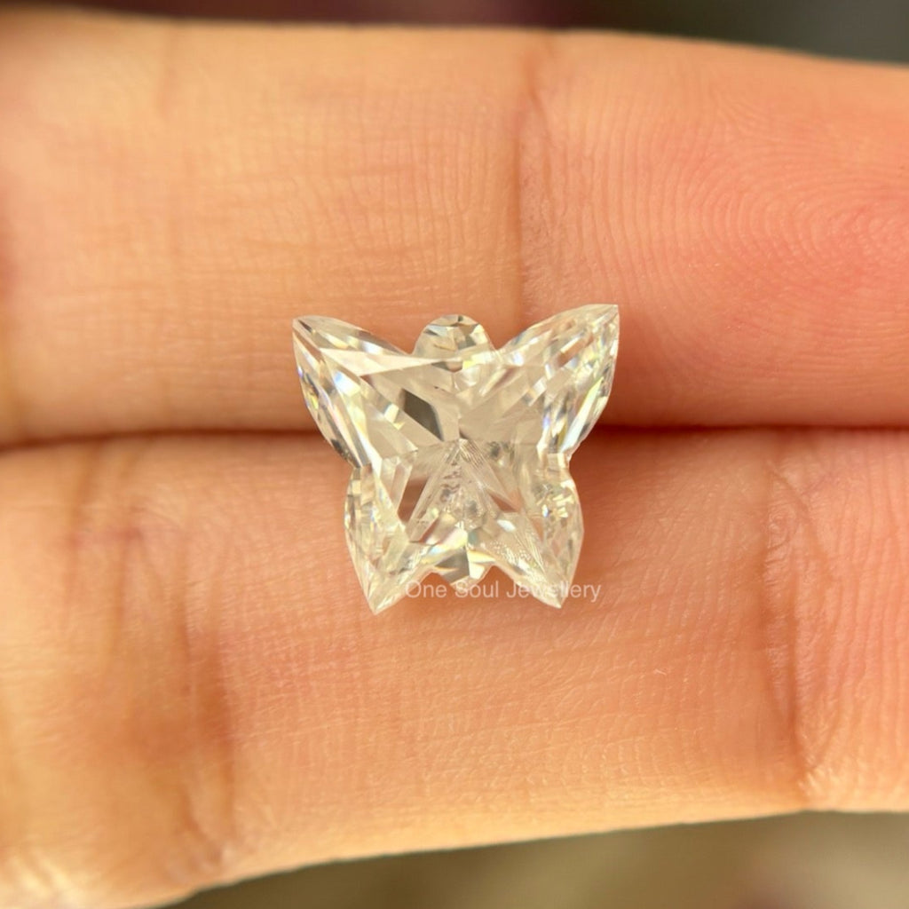Butterfly Cut Moissanite Diamond, Fancy Antique Cut Gem for Custom Engagement Ring, Handmade Loose Stone, Unique Jewelry Gift