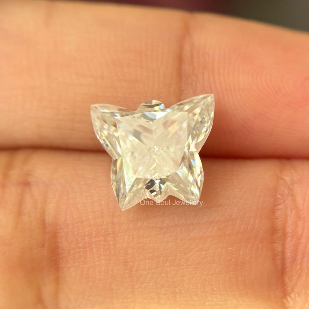 Butterfly Cut Moissanite Diamond, Fancy Antique Cut Gem for Custom Engagement Ring, Handmade Loose Stone, Unique Jewelry Gift