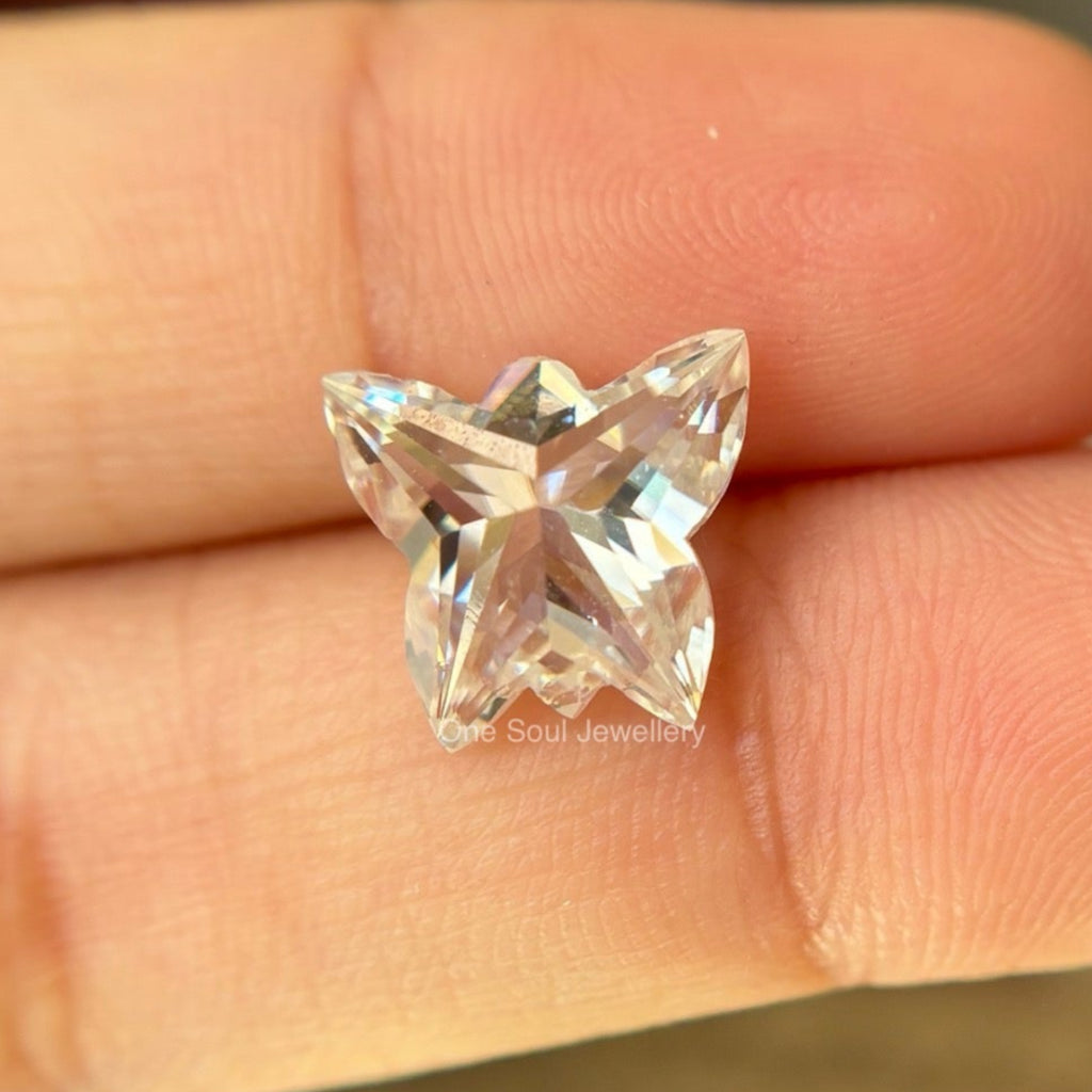 Butterfly Cut Moissanite Diamond, Fancy Antique Cut Gem for Custom Engagement Ring, Handmade Loose Stone, Unique Jewelry Gift