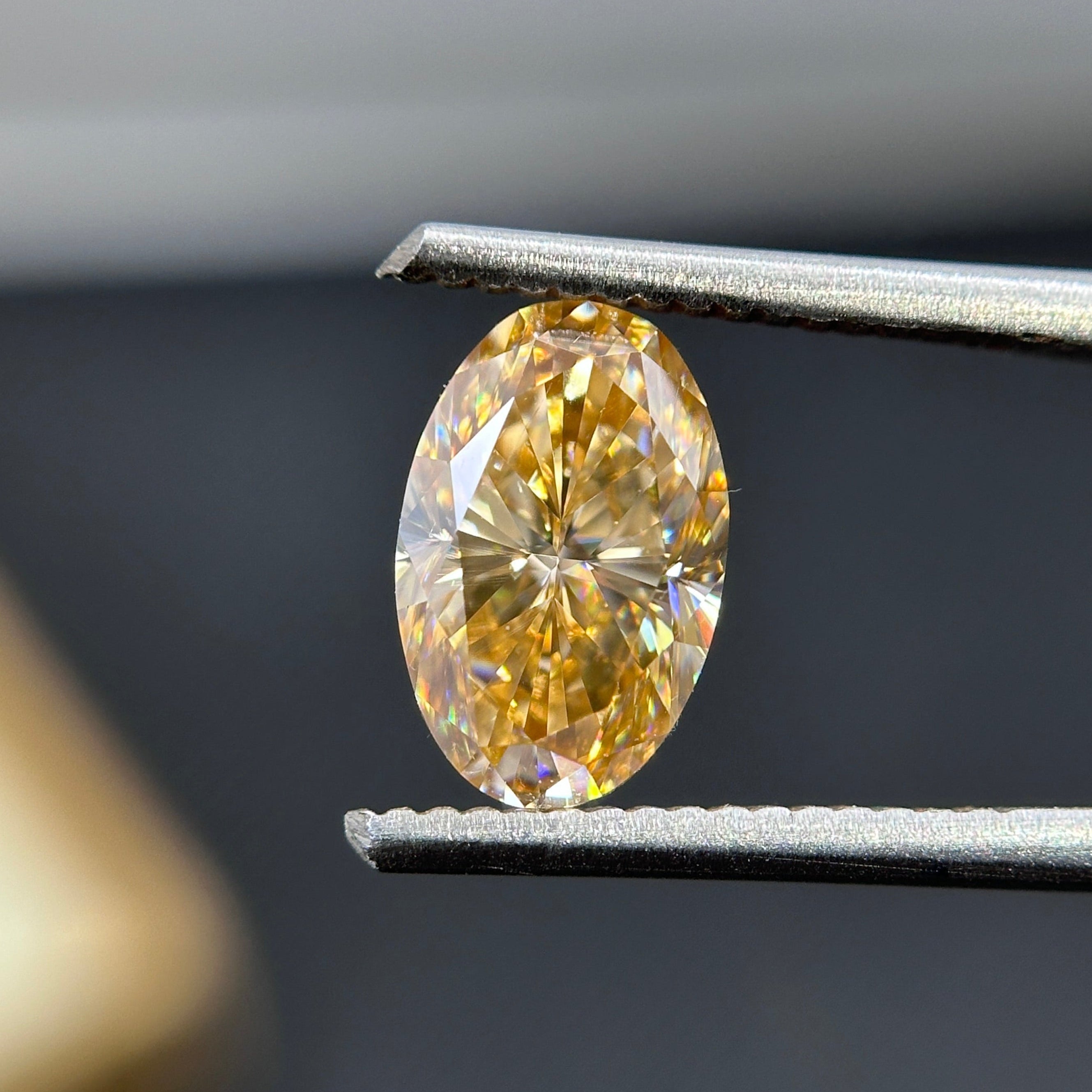 Sparkling 1.75CT Oval Cut Champagne Loose Moissanite, Ice Crushed Oval Moissanite for Engagement Ring/Wedding Ring,Customized Jewelry