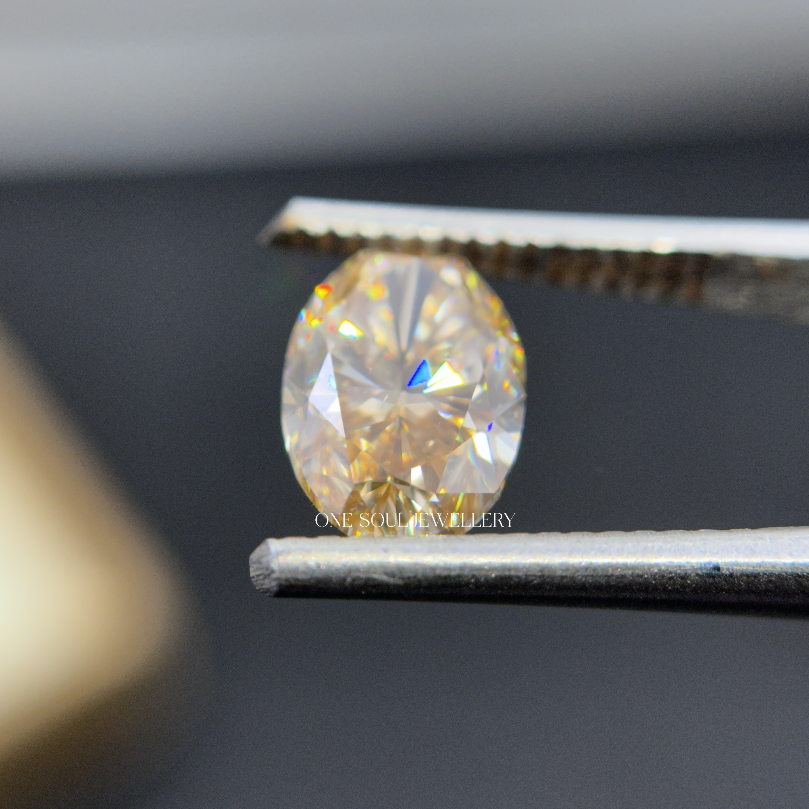 Sparkling 1.75CT Oval Cut Champagne Loose Moissanite, Ice Crushed Oval Moissanite for Engagement Ring/Wedding Ring,Customized Jewelry