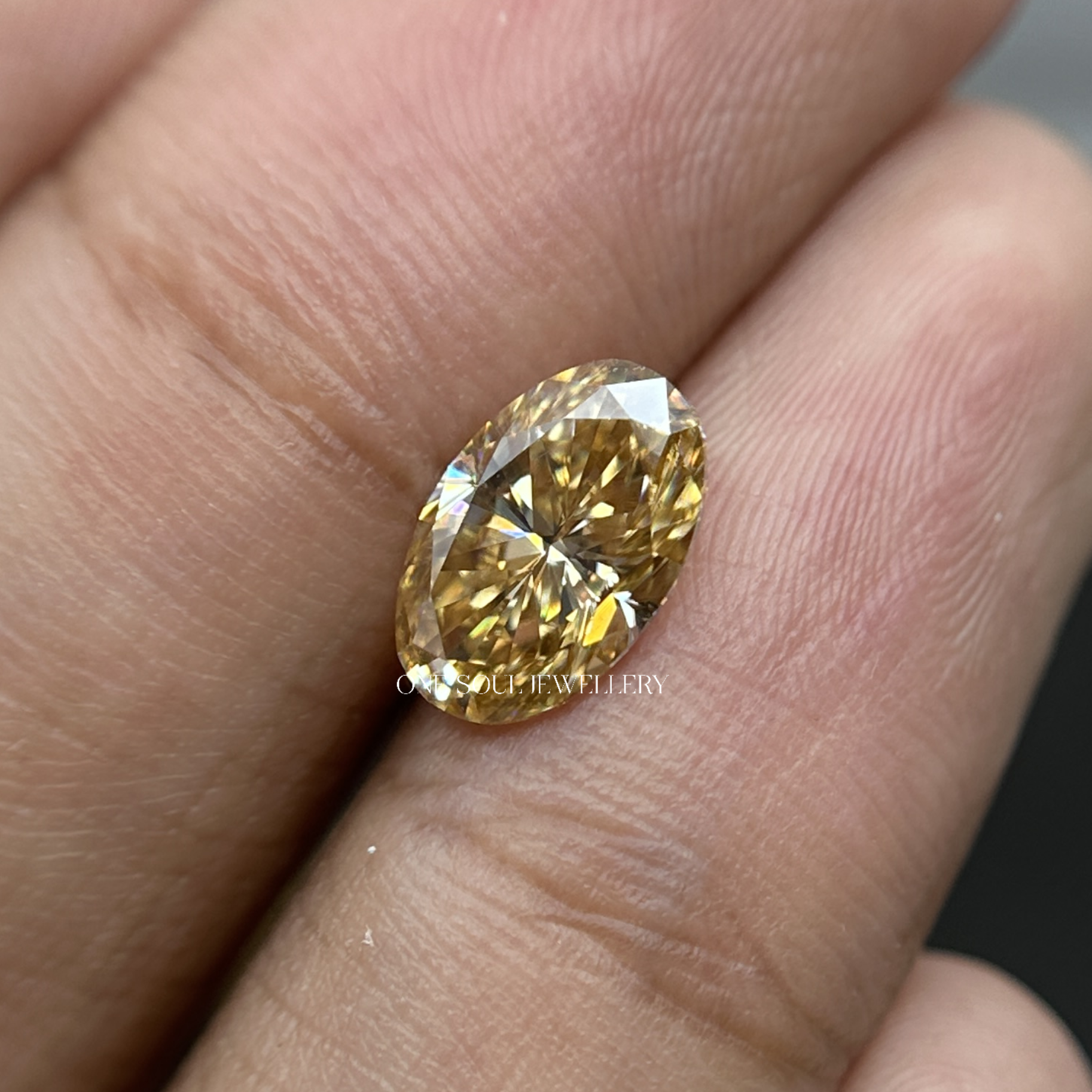 Sparkling 1.75CT Oval Cut Champagne Loose Moissanite, Ice Crushed Oval Moissanite for Engagement Ring/Wedding Ring,Customized Jewelry