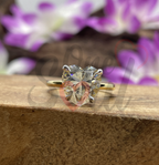 3ct heart cut colorless moissanite solitaire engagement ring in 14K yellow gold — 4-prong handcrafted fine jewelry